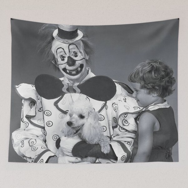Item preview, Clown poses with Poodle and Child designed and sold by PopCultureArtShop.