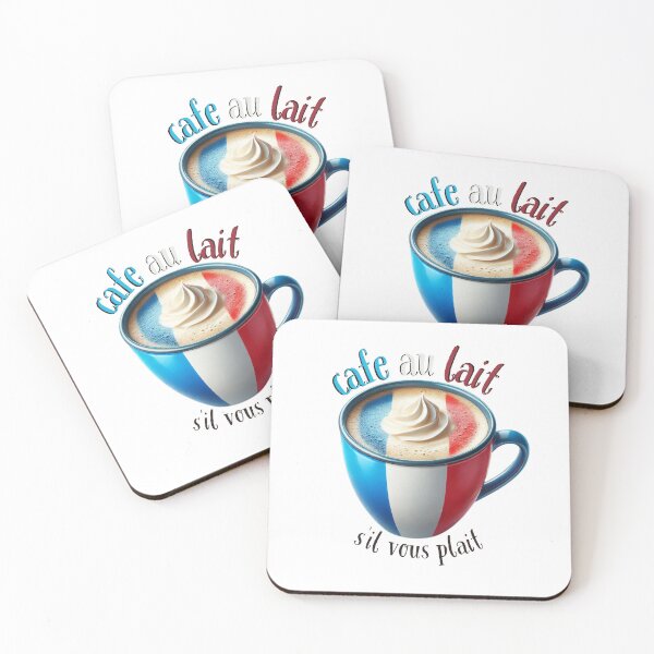 Item preview, Cafe Au Lait, Sil Vous Plait (Coffee with milk please) in French with the Tricolor designed and sold by figandroseco.