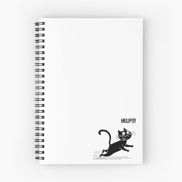 Artikelvorschau, Verängstigte schwarze Katze schreit „HILFE!!!“ – Lustige Cartoon-Linienzeichnung entworfen und verkauft von RACHAYASHOP.