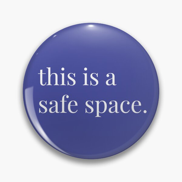 Item preview, this is a safe space (small blurple background with white text)  designed and sold by melanders007.