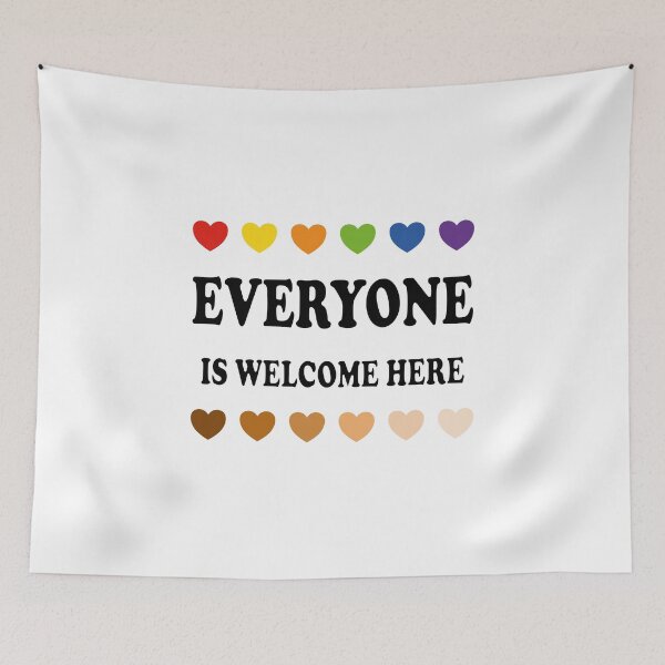 Item preview, Everyone Is Welcome Here - LGBT Black Brown Hearts designed and sold by Inspirationmotivation.