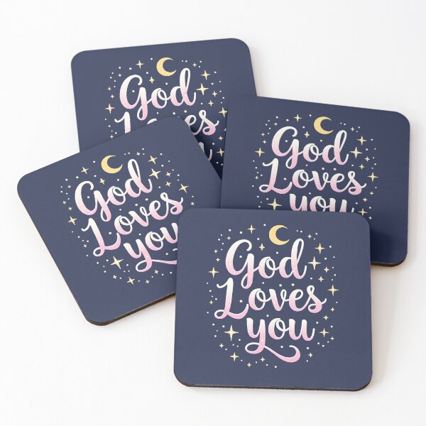 Item preview, God Loves You Celestial Stars Moon Inspirational Faith Script designed and sold by katloganusa.
