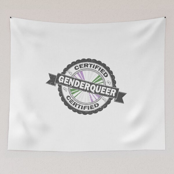 Item preview, Certified Genderqueer Pride Seal of Approval with Pride Flag Background designed and sold by LiveLoudGraphic.
