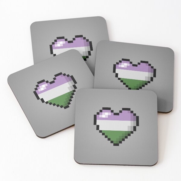 Item preview, Large Pixel Heart Design in Genderqueer Pride Flag Colors designed and sold by LiveLoudGraphic.
