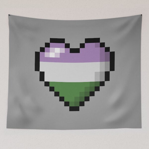 Item preview, Large Pixel Heart Design in Genderqueer Pride Flag Colors designed and sold by LiveLoudGraphic.