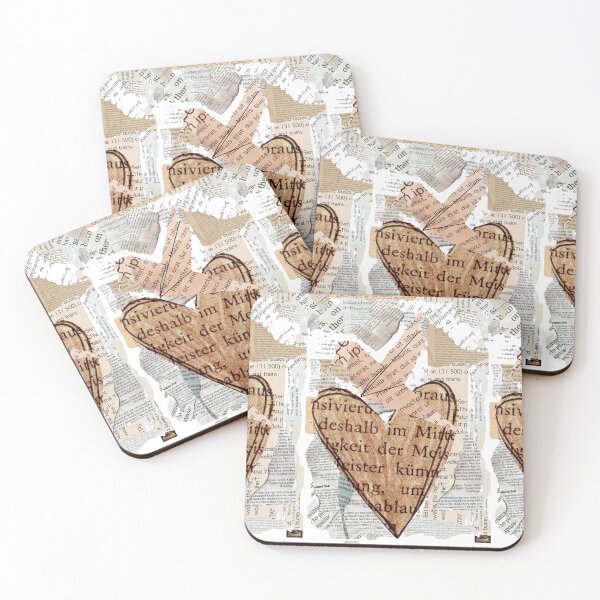 Item preview, Vintage Paper Collage -Heart & Bird Minimalist Art designed and sold by Atarac.