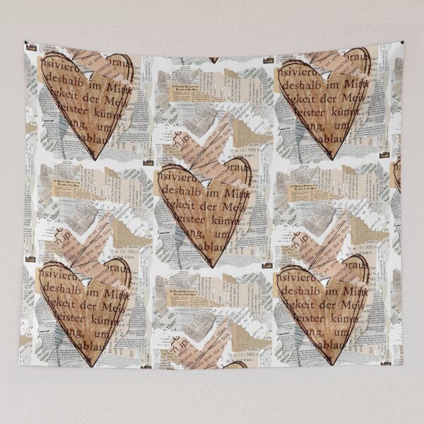 Item preview, Vintage Paper Collage -Heart & Bird Minimalist Art designed and sold by Atarac.