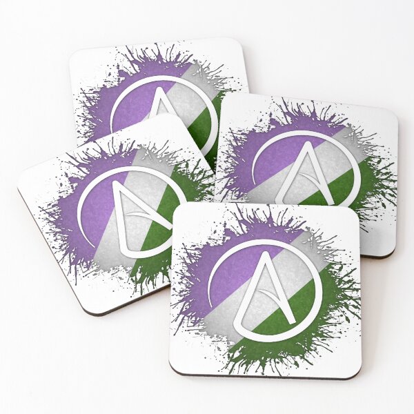 Item preview, Paint Splatter Genderqueer Pride Flag Atheist Symbol designed and sold by LiveLoudGraphic.