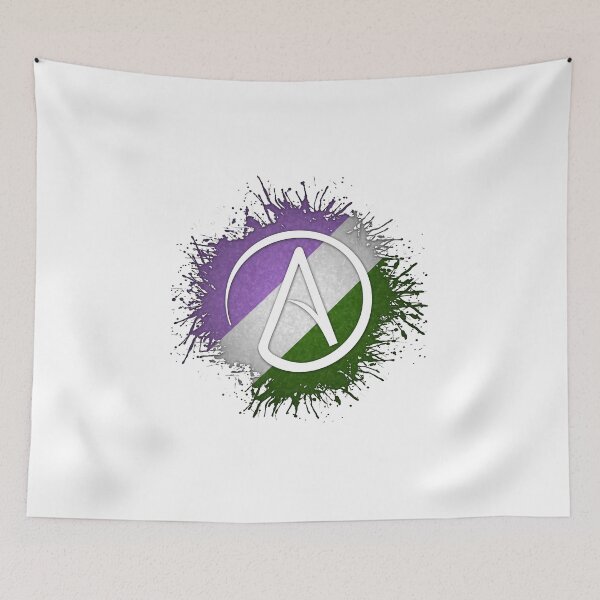 Item preview, Paint Splatter Genderqueer Pride Flag Atheist Symbol designed and sold by LiveLoudGraphic.