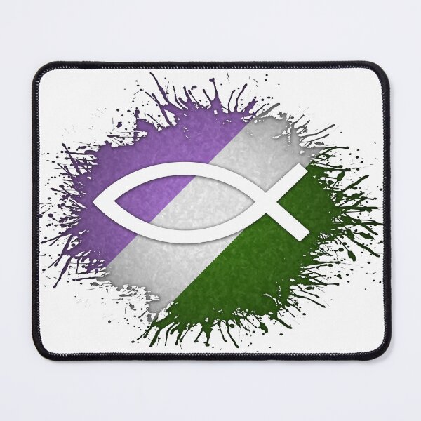Item preview, Paint Splatter Genderqueer Pride Flag Fish Symbol designed and sold by LiveLoudGraphic.