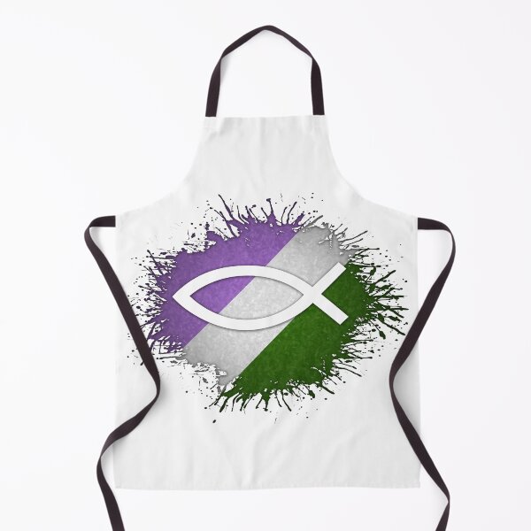 Item preview, Paint Splatter Genderqueer Pride Flag Fish Symbol designed and sold by LiveLoudGraphic.