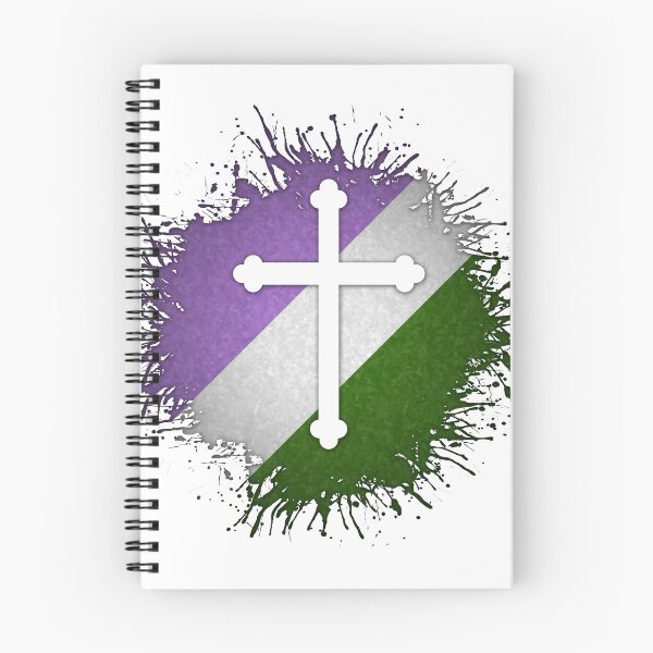 Item preview, Paint Splatter Genderqueer Pride Flag Cross Symbol designed and sold by LiveLoudGraphic.