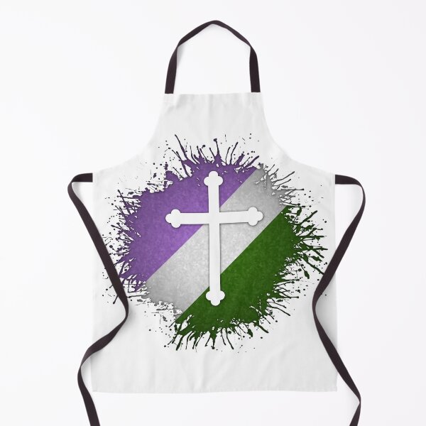 Item preview, Paint Splatter Genderqueer Pride Flag Cross Symbol designed and sold by LiveLoudGraphic.