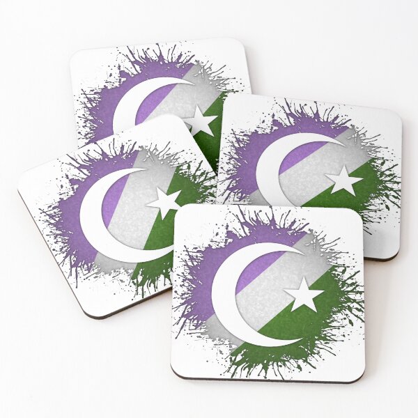 Item preview, Paint Splatter Genderqueer Pride Flag Star and Crescent Symbol designed and sold by LiveLoudGraphic.