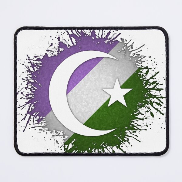 Item preview, Paint Splatter Genderqueer Pride Flag Star and Crescent Symbol designed and sold by LiveLoudGraphic.