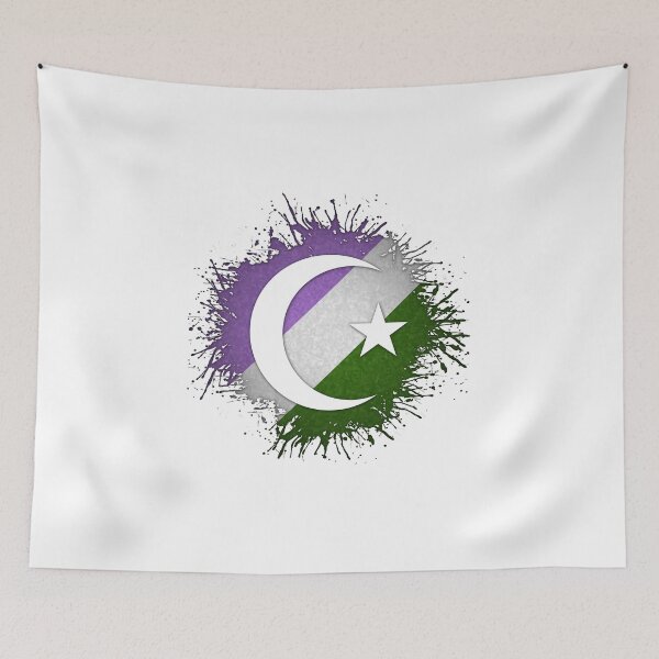 Item preview, Paint Splatter Genderqueer Pride Flag Star and Crescent Symbol designed and sold by LiveLoudGraphic.