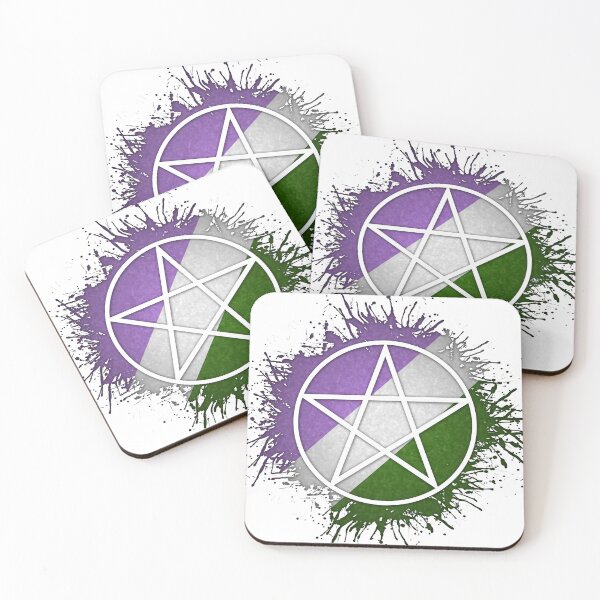 Item preview, Paint Splatter Genderqueer Pride Flag Pentacle Symbol designed and sold by LiveLoudGraphic.