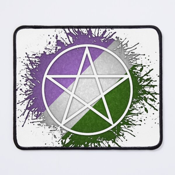 Item preview, Paint Splatter Genderqueer Pride Flag Pentacle Symbol designed and sold by LiveLoudGraphic.