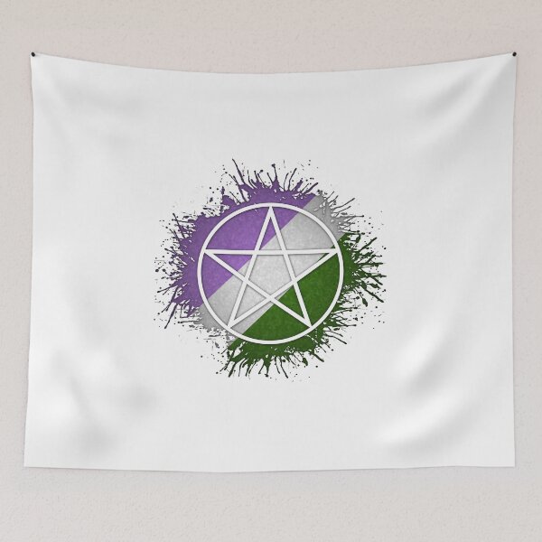 Item preview, Paint Splatter Genderqueer Pride Flag Pentacle Symbol designed and sold by LiveLoudGraphic.