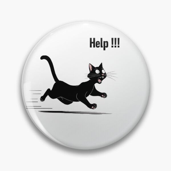 Item preview, Scared Black Cat Yelling "HELP!!!" – Funny Cartoon Line Art designed and sold by RACHAYASHOP.
