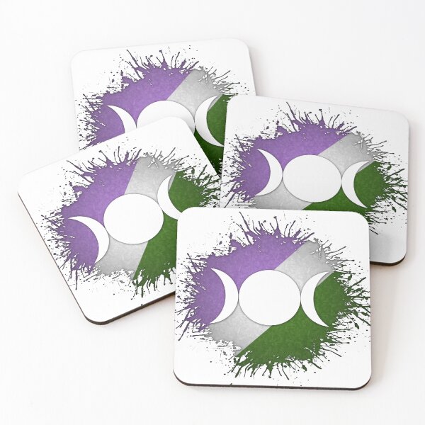 Item preview, Paint Splatter Genderqueer Pride Flag Triple Goddess Moon Symbol designed and sold by LiveLoudGraphic.