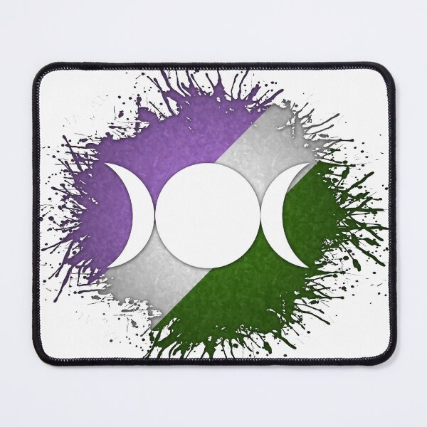 Item preview, Paint Splatter Genderqueer Pride Flag Triple Goddess Moon Symbol designed and sold by LiveLoudGraphic.
