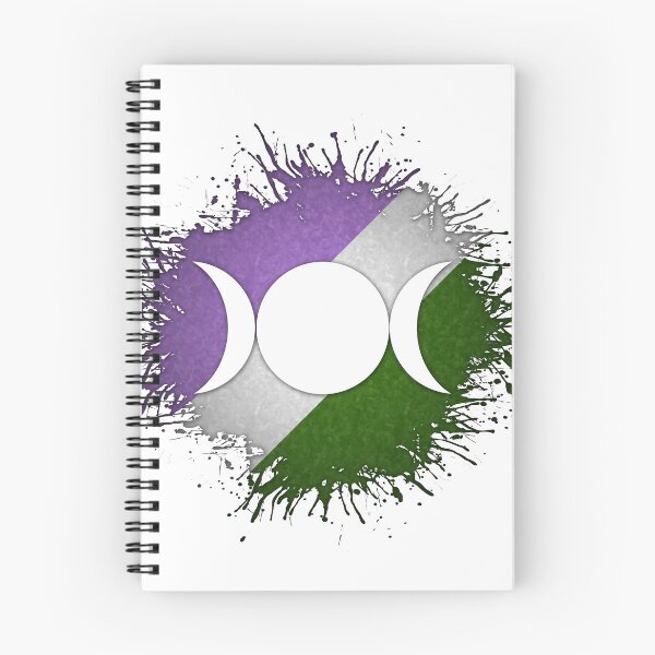 Item preview, Paint Splatter Genderqueer Pride Flag Triple Goddess Moon Symbol designed and sold by LiveLoudGraphic.