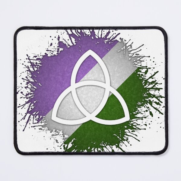 Item preview, Paint Splatter Genderqueer Pride Flag Triquetra Symbol designed and sold by LiveLoudGraphic.