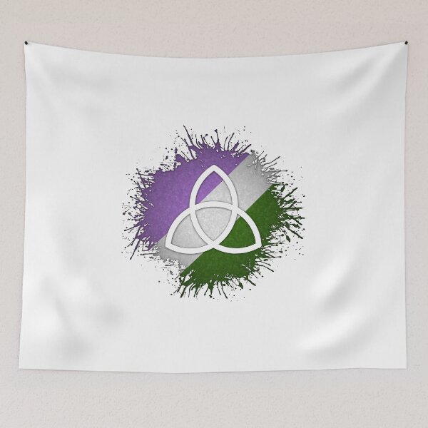 Item preview, Paint Splatter Genderqueer Pride Flag Triquetra Symbol designed and sold by LiveLoudGraphic.