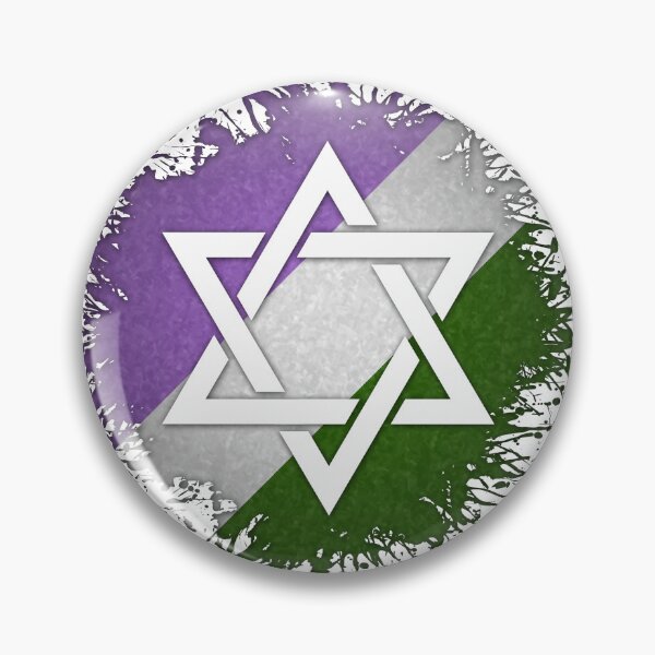 Item preview, Paint Splatter Genderqueer Pride Flag Star of David Symbol designed and sold by LiveLoudGraphic.