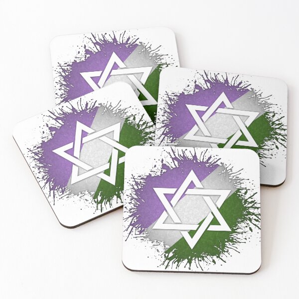 Item preview, Paint Splatter Genderqueer Pride Flag Star of David Symbol designed and sold by LiveLoudGraphic.