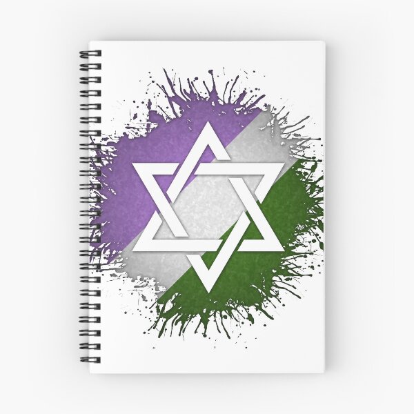 Item preview, Paint Splatter Genderqueer Pride Flag Star of David Symbol designed and sold by LiveLoudGraphic.