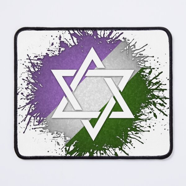Item preview, Paint Splatter Genderqueer Pride Flag Star of David Symbol designed and sold by LiveLoudGraphic.