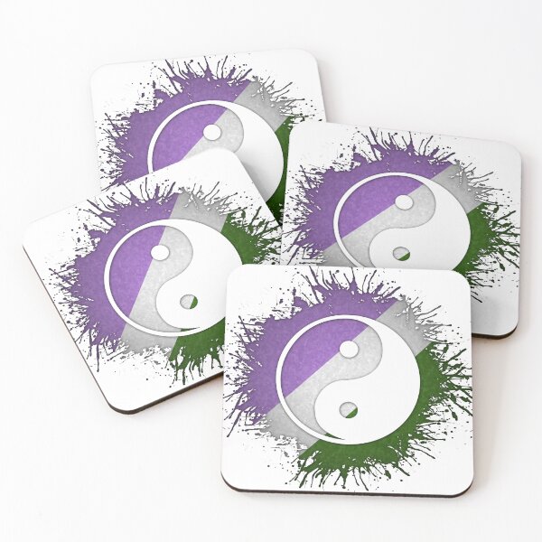 Item preview, Paint Splatter Genderqueer Pride Flag Yin and Yang Symbol designed and sold by LiveLoudGraphic.