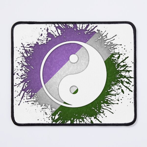 Item preview, Paint Splatter Genderqueer Pride Flag Yin and Yang Symbol designed and sold by LiveLoudGraphic.