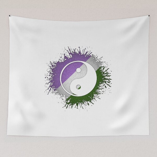 Item preview, Paint Splatter Genderqueer Pride Flag Yin and Yang Symbol designed and sold by LiveLoudGraphic.