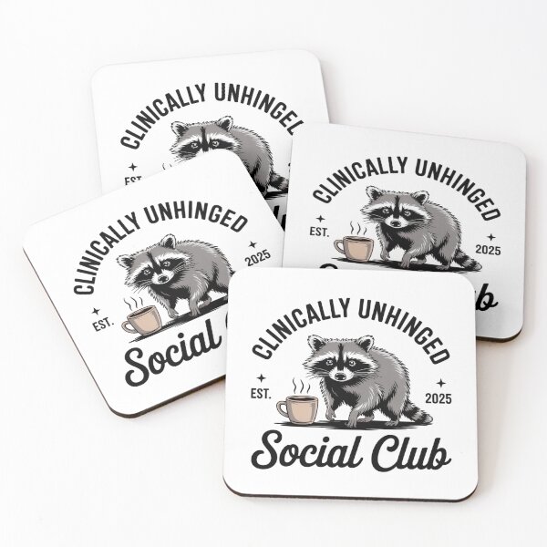 Item preview, Clinically Unhinged Social Club Raccoon designed and sold by catthemedic.