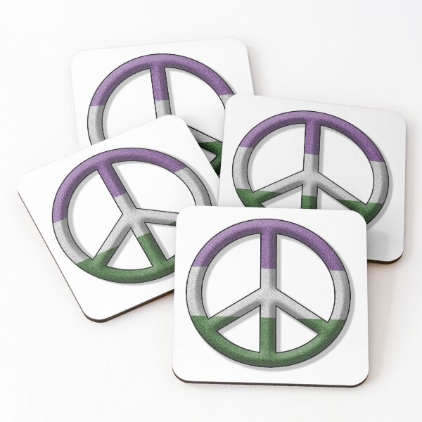 Item preview, Peace Pride design in Genderqueer pride flag colors designed and sold by LiveLoudGraphic.