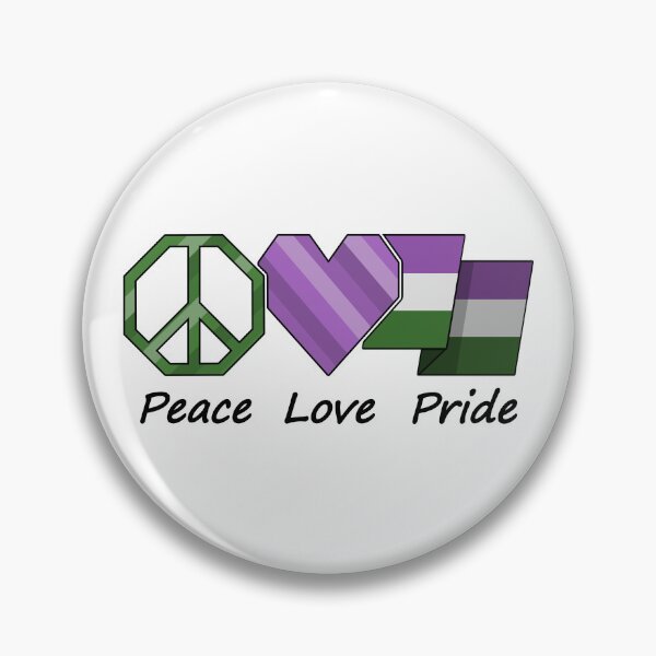 Artikelvorschau, Peace, Love and Pride-Design in den Farben der Genderqueer-Pride-Flagge entworfen und verkauft von LiveLoudGraphic.