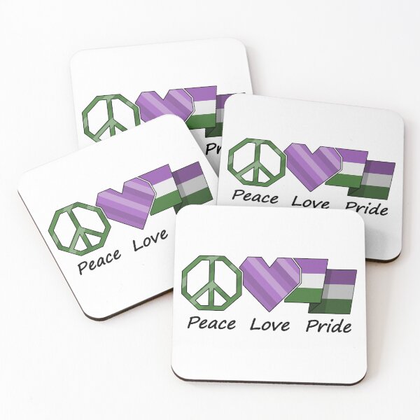 Item preview, Peace, Love, and Pride design in Genderqueer pride flag colors designed and sold by LiveLoudGraphic.