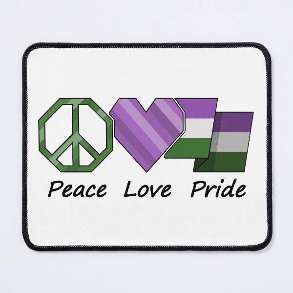 Item preview, Peace, Love, and Pride design in Genderqueer pride flag colors designed and sold by LiveLoudGraphic.