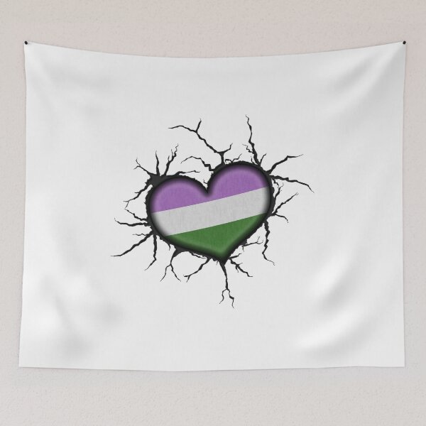 Item preview, Genderqueer Heart Thrown into Cracked surface designed and sold by LiveLoudGraphic.