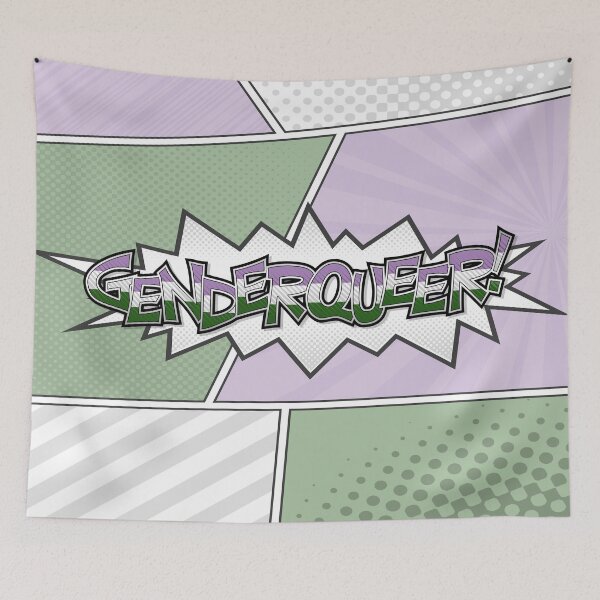 Item preview, Halftone Genderqueer Pride Typography with Flag Background designed and sold by LiveLoudGraphic.