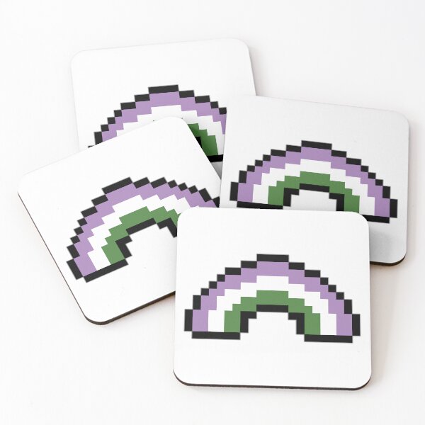 Artikelvorschau, Pixel-Regenbogen-Design in den Farben der Genderqueer-Pride-Flagge entworfen und verkauft von LiveLoudGraphic.