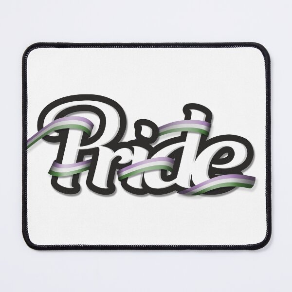 Item preview, Genderqueer pride flag colored ribbon wrapped around the letters of the word PRIDE designed and sold by LiveLoudGraphic.