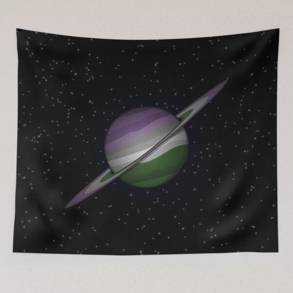 Item preview, Planet and Rings in Genderqueer Pride Flag Colors designed and sold by LiveLoudGraphic.