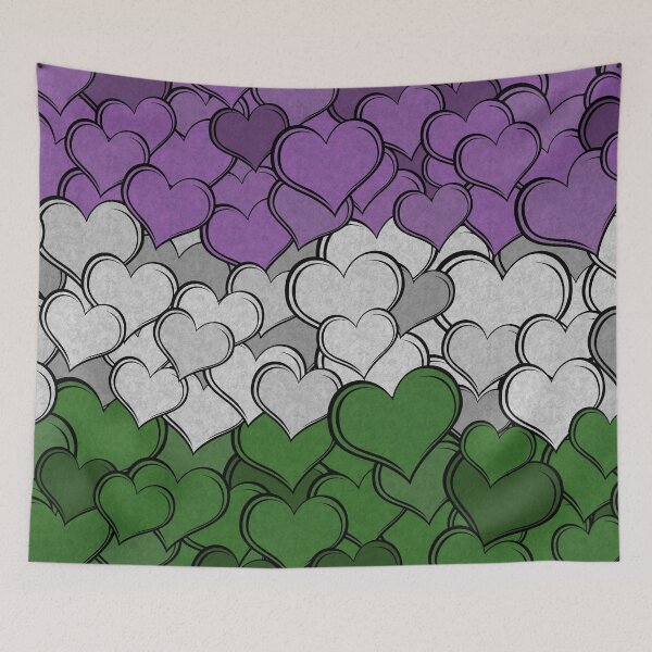 Item preview, Overlapping Hearts in Genderqueer Pride Flag designed and sold by LiveLoudGraphic.