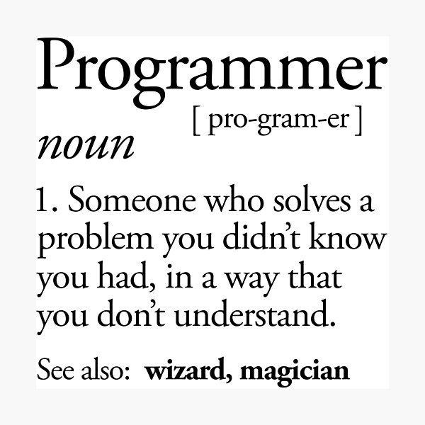 Artikel-Vorschau von Lustige Programmierer-Definition, die Geschenk - für den Informatikprogrammierer, die Informatik-Aussenseiter, die Kodierer und die Software-Entwickler bedeutet!, designt und verkauft von mellowmanifesto.