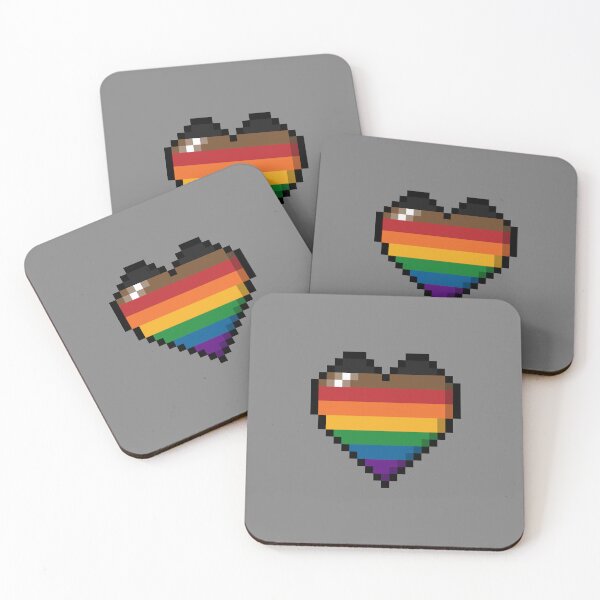 Item preview, Large Pixel Heart Design in Inclusive Rainbow Pride Flag Colors designed and sold by LiveLoudGraphic.