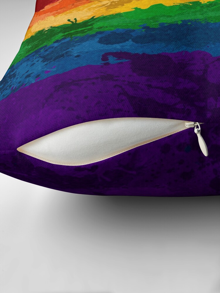 Thumbnail 2 of 4, Pillow, Abstract Paint Splatter Inclusive Rainbow Pride Flag Pattern designed and sold by LiveLoudGraphic.